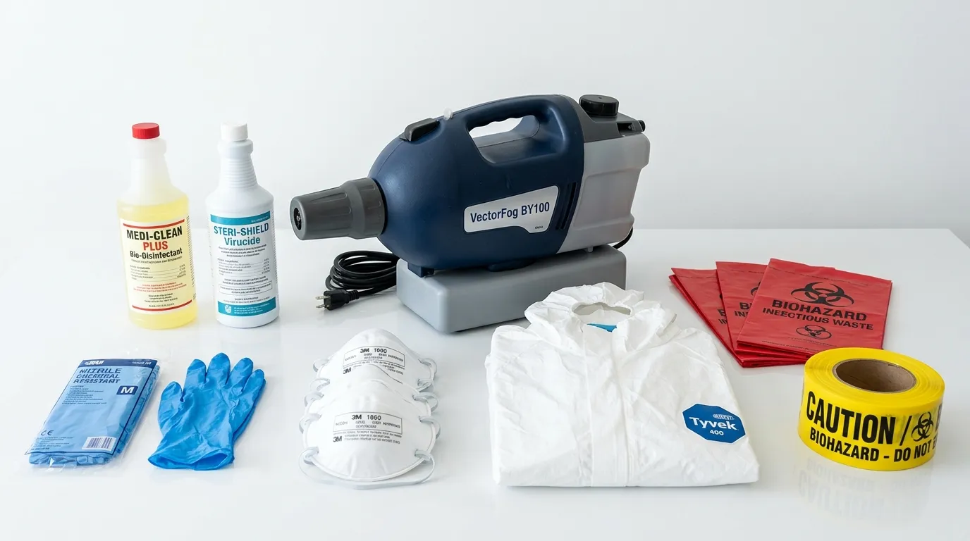 Professional biohazard remediation crew working in Cross Country