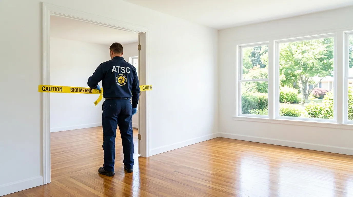 Certified biohazard cleanup crew performing Trauma Scene Cleanup in Cross Country